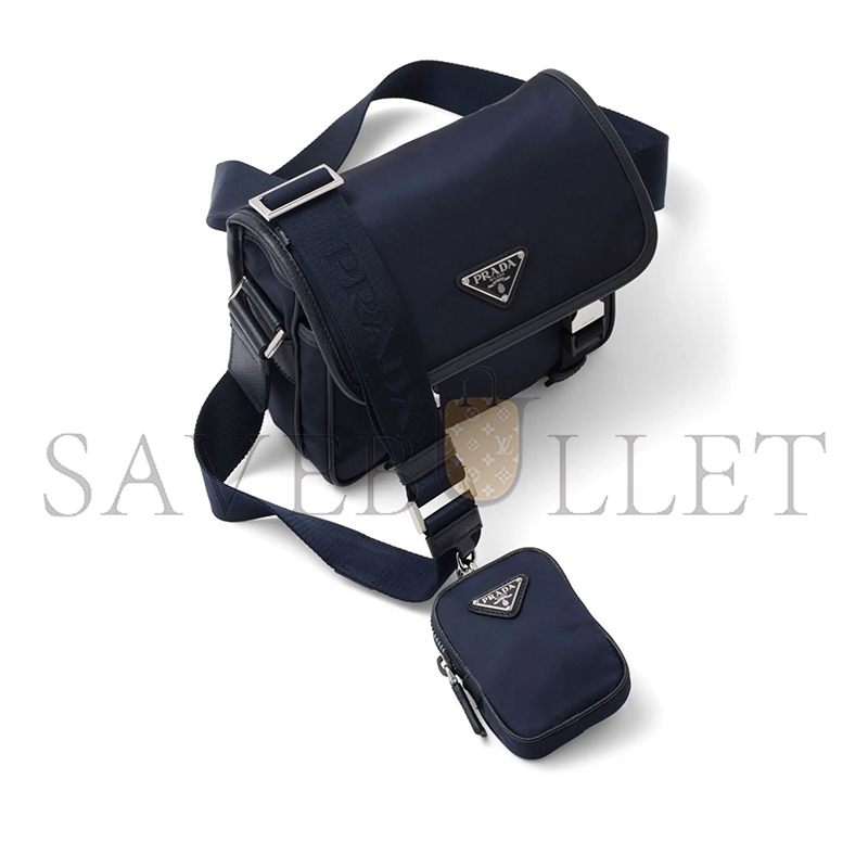 Pra*a re-nylon and saffiano leather shoulder bag 2vd034 (22*16*8.5cm)